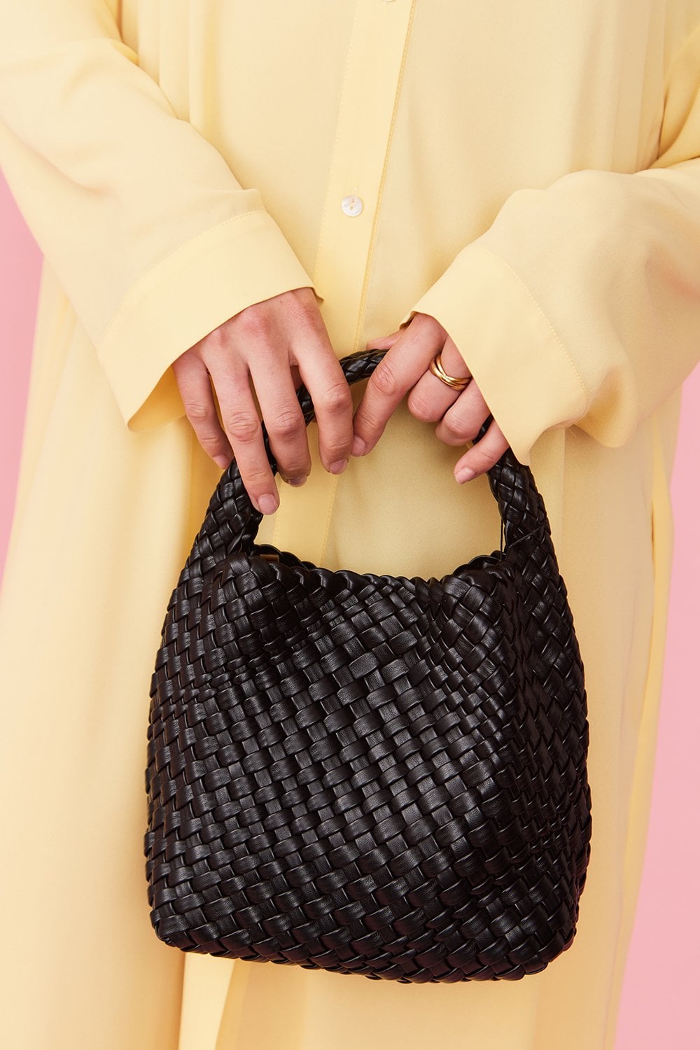 JAYLEY Yellow Woven Bucket Bag - Accessories from Jayley US UK